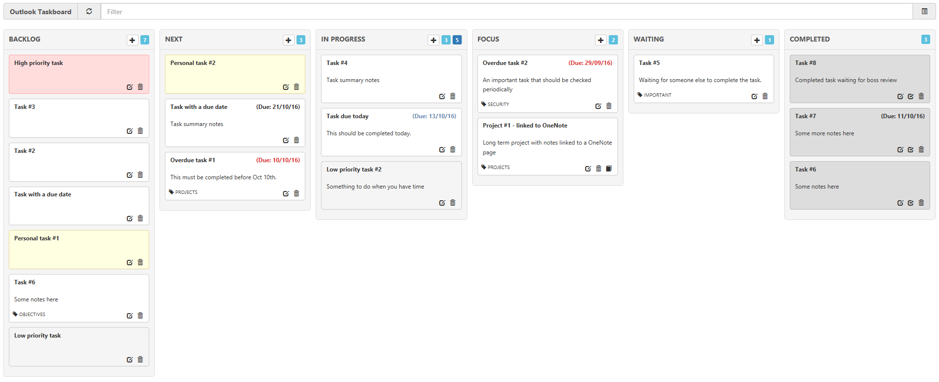 Outlook Taskboard